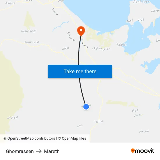 Ghomrassen to Mareth map