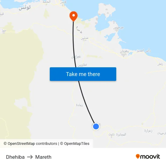 Dhehiba to Mareth map