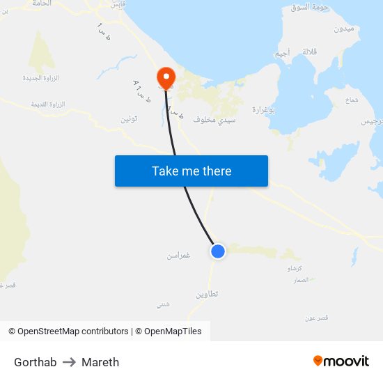 Gorthab to Mareth map