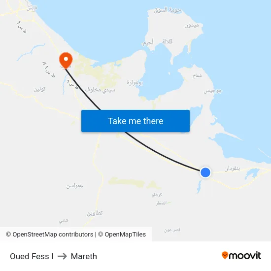 Oued Fess I to Mareth map