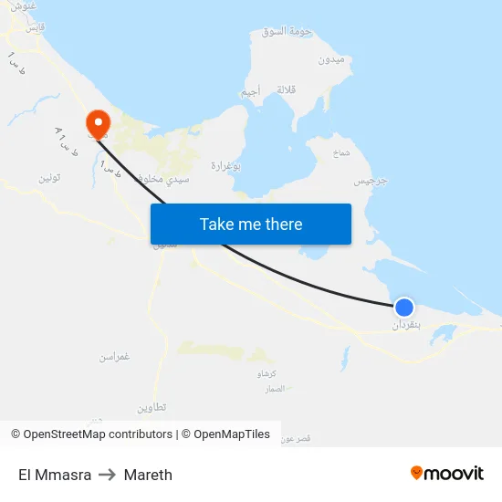 El Mmasra to Mareth map