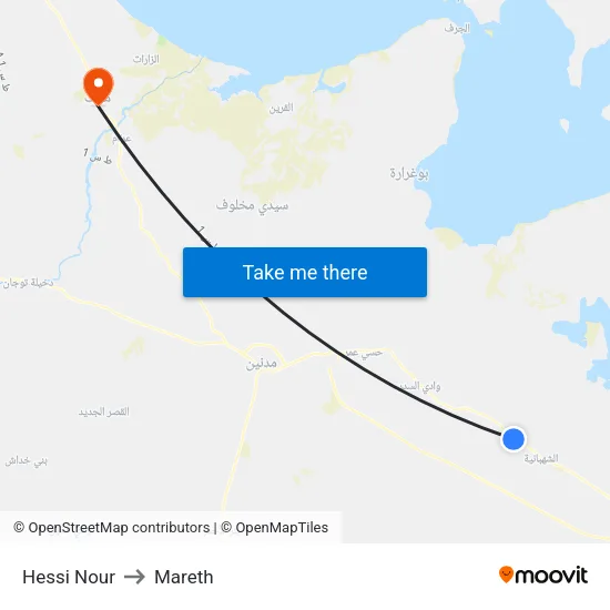 Hessi Nour to Mareth map