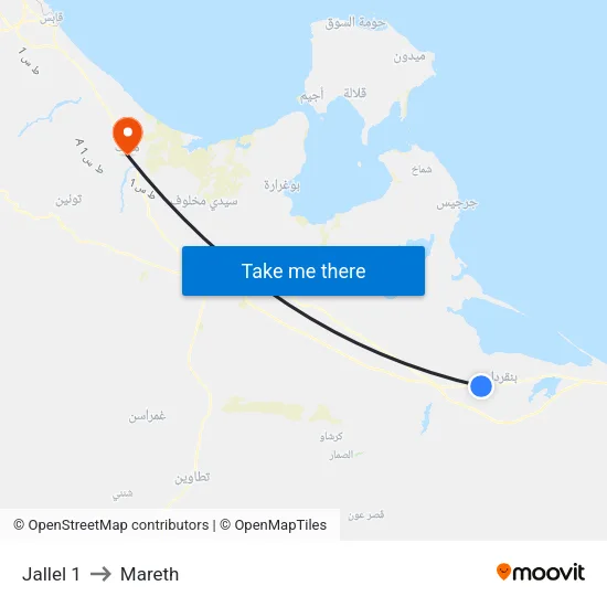 Jallel 1 to Mareth map