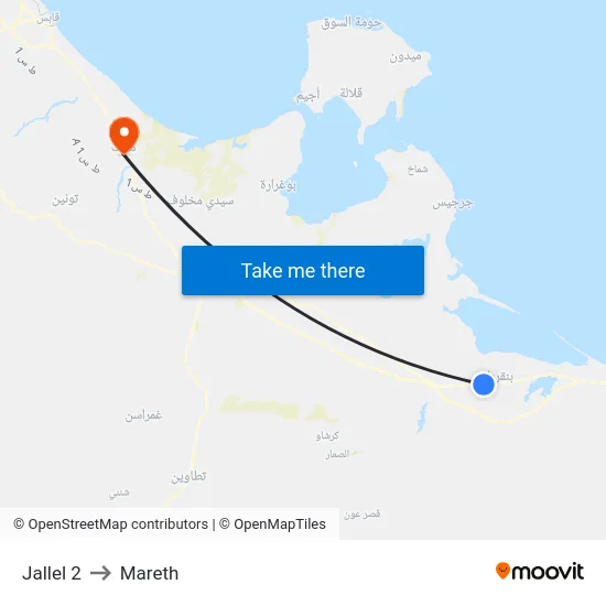 Jallel 2 to Mareth map