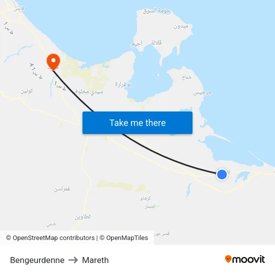 Bengeurdenne to Mareth map