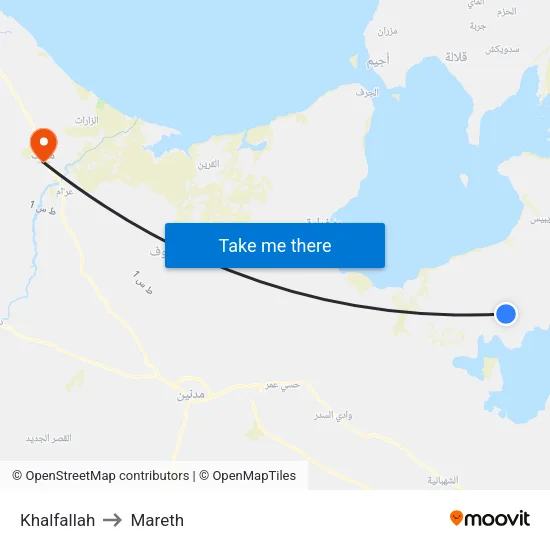 Khalfallah to Mareth map