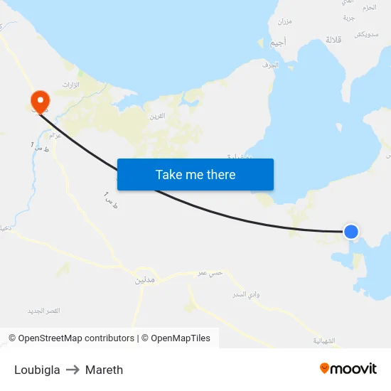 Loubigla to Mareth map