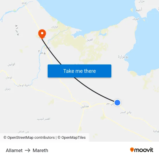 Allamet to Mareth map