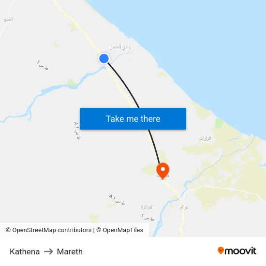 Kathena to Mareth map