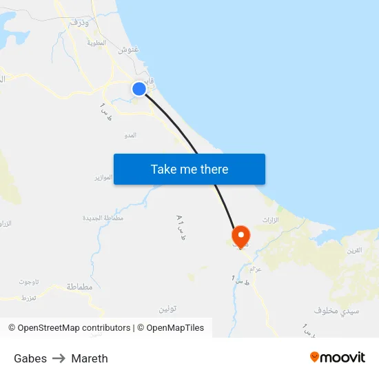 Gabes to Mareth map
