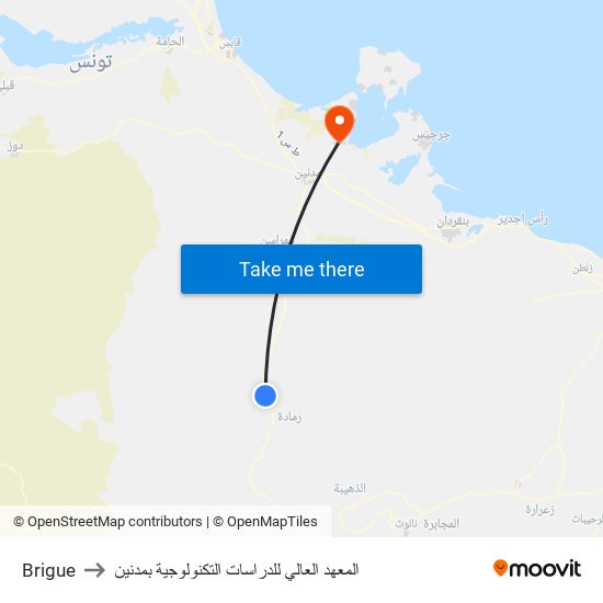 Brigue to المعهد العالي للدراسات التكنولوجية بمدنين map