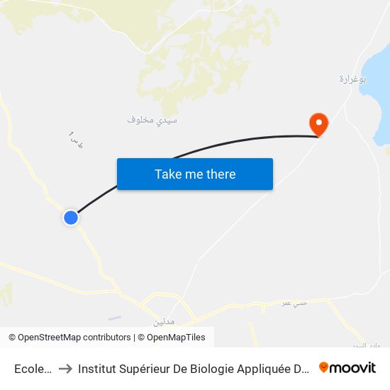 Ecole Ruis to Institut Supérieur De Biologie Appliquée De Médenine (Isbam) map