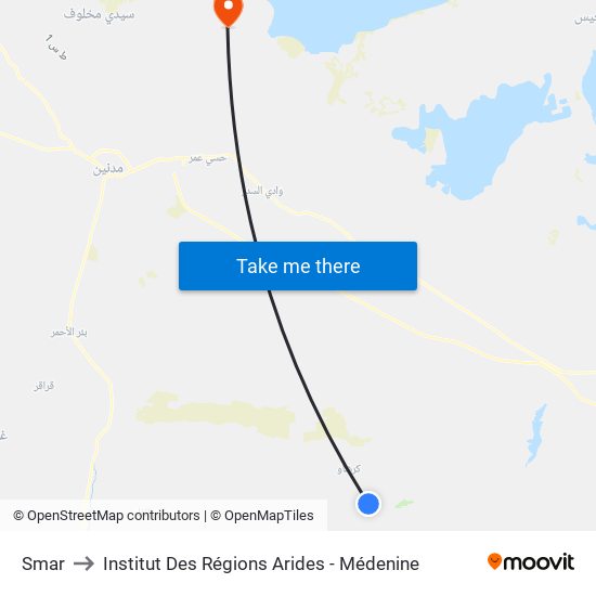 Smar to Institut Des Régions Arides - Médenine map