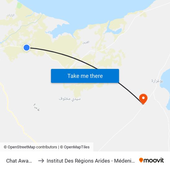 Chat Awama to Institut Des Régions Arides - Médenine map