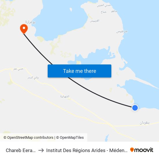Chareb Eerajel to Institut Des Régions Arides - Médenine map