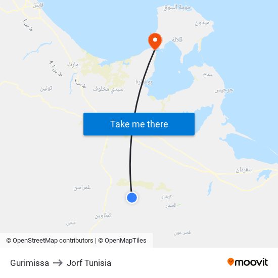 Gurimissa to Jorf Tunisia map
