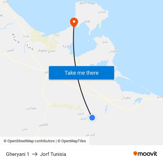 Gheryani 1 to Jorf Tunisia map