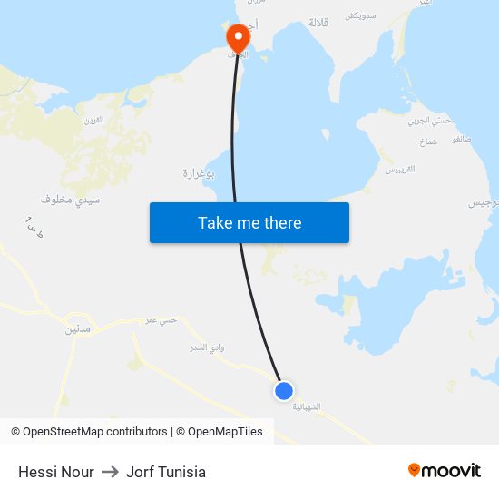 Hessi Nour to Jorf Tunisia map