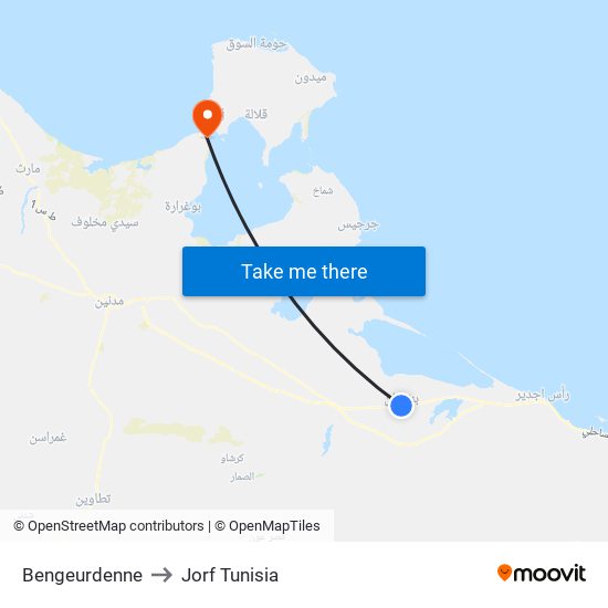 Bengeurdenne to Jorf Tunisia map
