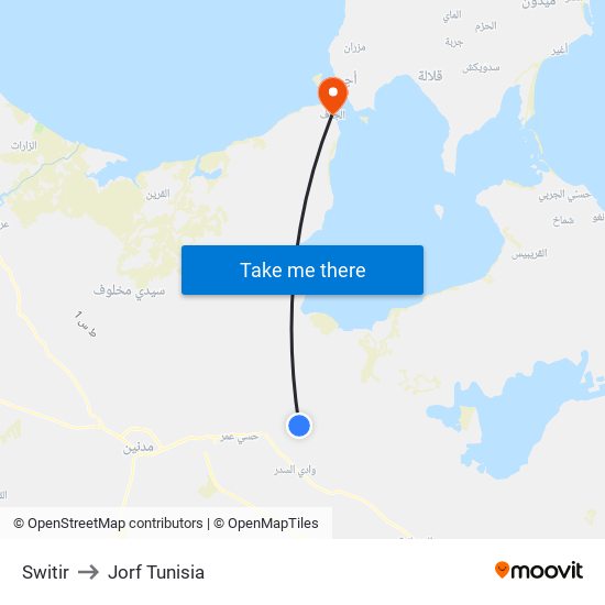 Switir to Jorf Tunisia map