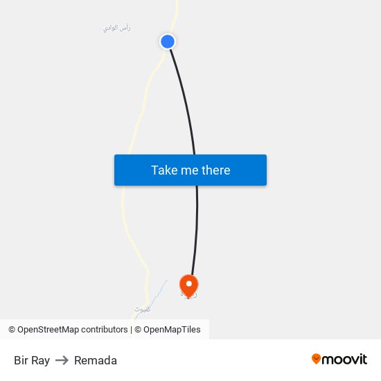Bir Ray to Remada map