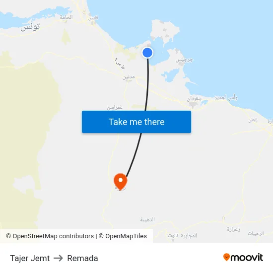 Tajer Jemt to Remada map