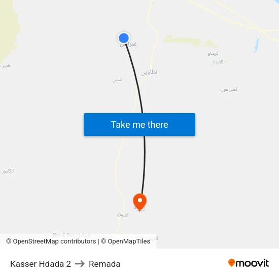 Kasser Hdada 2 to Remada map