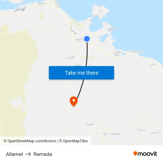 Allamet to Remada map