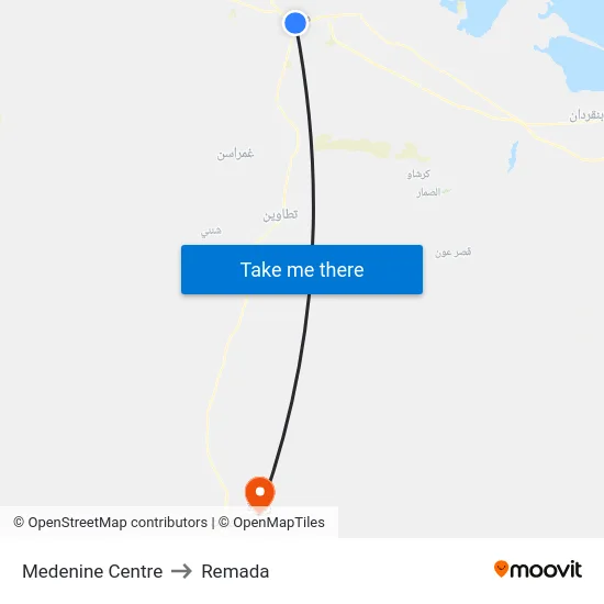 Medenine Centre to Remada map