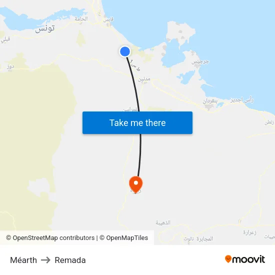 Méarth to Remada map