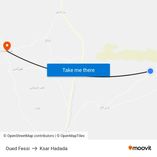 Oued Fessi to Ksar Hadada map