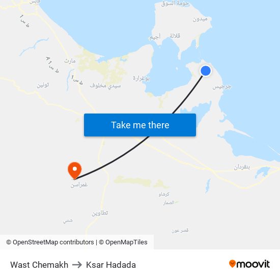 Wast Chemakh to Ksar Hadada map