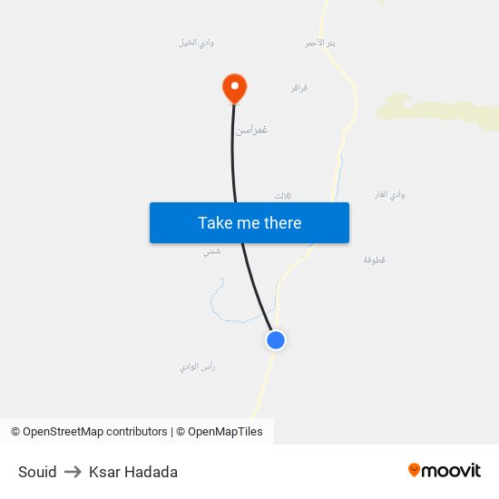 Souid to Ksar Hadada map