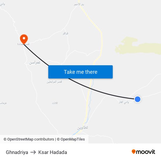 Ghnadriya to Ksar Hadada map