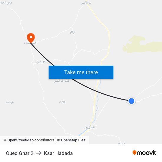 Oued Ghar 2 to Ksar Hadada map