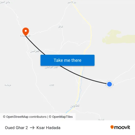Oued Ghar 2 to Ksar Hadada map