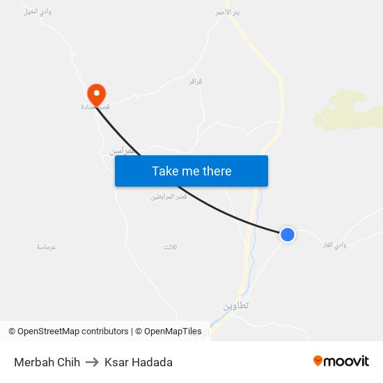 Merbah Chih to Ksar Hadada map