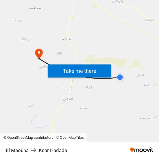 El Maouna to Ksar Hadada map
