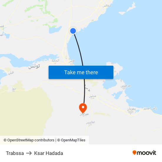 Trabssa to Ksar Hadada map