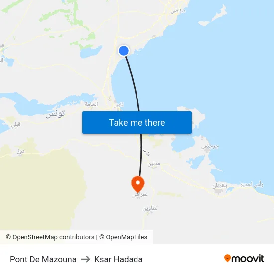 Pont De Mazouna to Ksar Hadada map