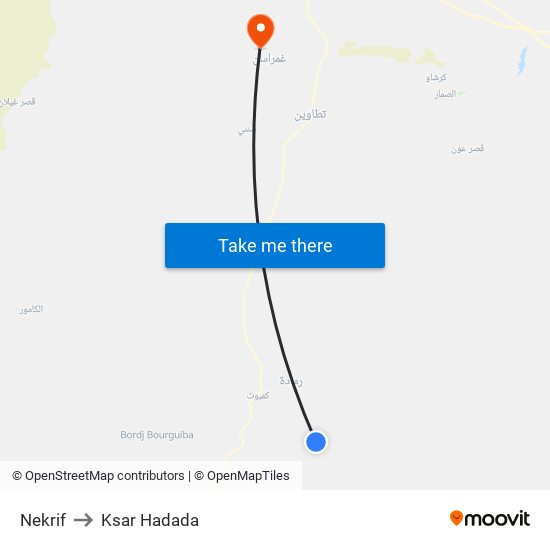 Nekrif to Ksar Hadada map