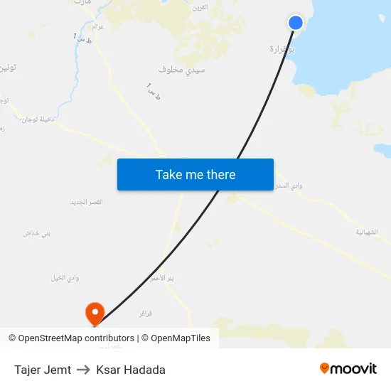 Tajer Jemt to Ksar Hadada map