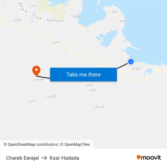 Chareb Eerajel to Ksar Hadada map