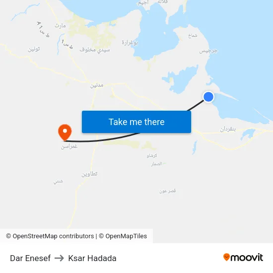 Dar Enesef to Ksar Hadada map