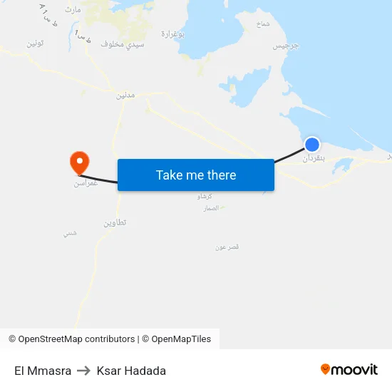 El Mmasra to Ksar Hadada map