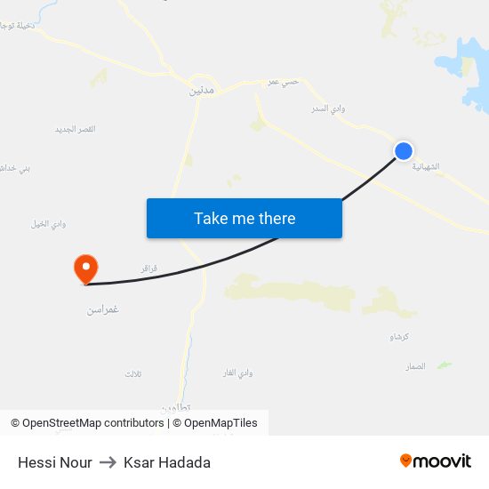 Hessi Nour to Ksar Hadada map