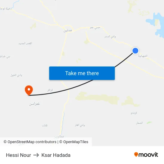 Hessi Nour to Ksar Hadada map