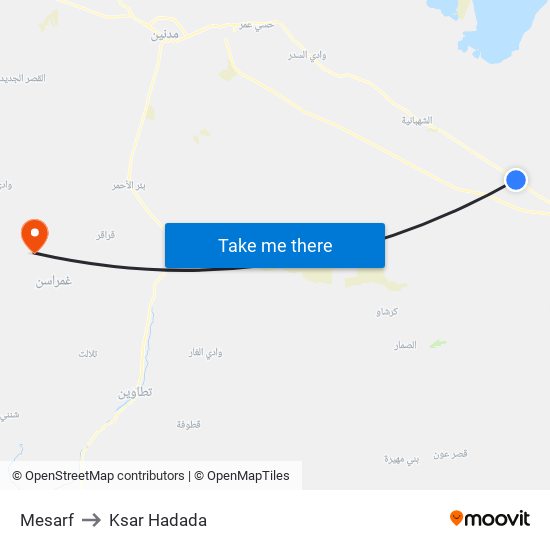 Mesarf to Ksar Hadada map