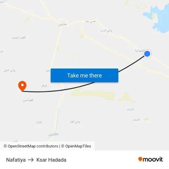 Nafatiya to Ksar Hadada map