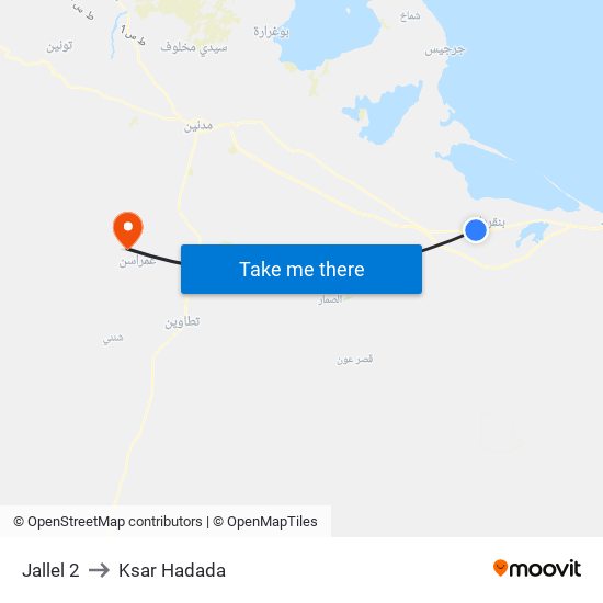 Jallel 2 to Ksar Hadada map
